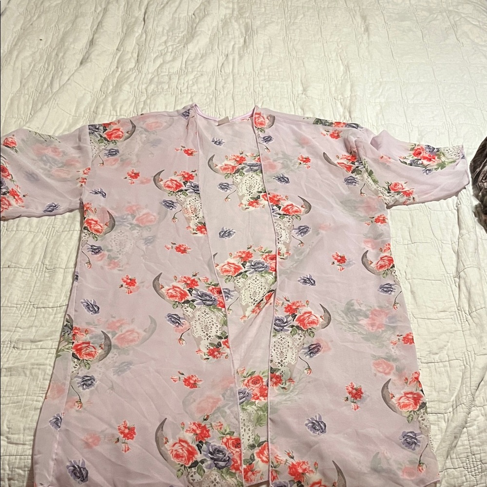 I ❤️ JOAH Sheer Overshirt Western Floral - Size M